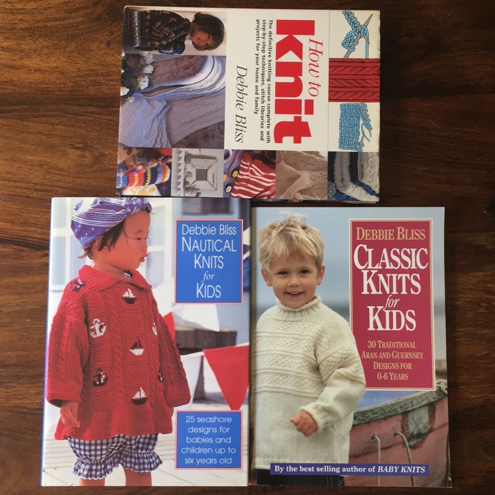 3 Debbie Bliss Knitting‎ Books: Nautical kids, how to knit, classic knits